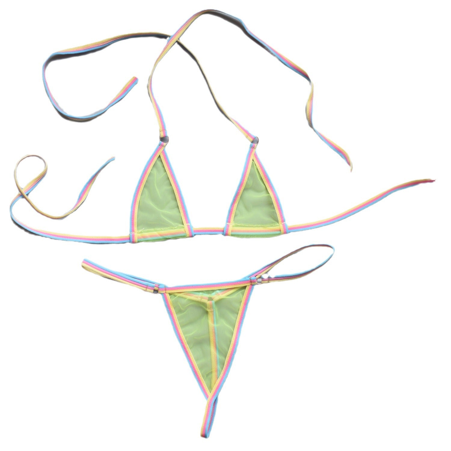 Image of Simple Intimate Date Super Mini Three-Point Brazilian T-Shaped Hot U-Shaped Sling Erotic Bra Set